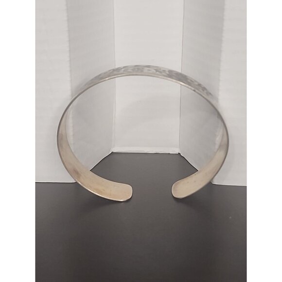 Vintage Soviet era 875 Sterling Silver Cuff Bracelet Niello Floral Design russia - Picture 8 of 9